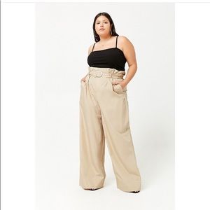 Forever 21+ Paper-bag waist wide leg pants
